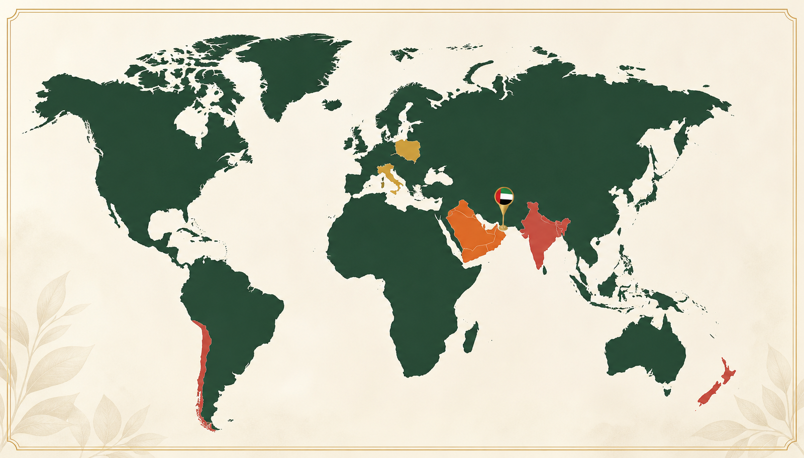 World map showing Andesfresh sourcing origins